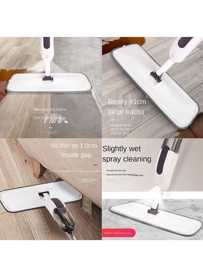 QK Exclusives - Water Spray Mop - 360° Rotatable Spray Flat Mop - Mop For Wood Floor Dry And Wet Use -  360 ML Large Capacity Water Tank , One-Hand Operation, Microfiber Pad Effortless Cleaning - Fine Mist Cleaning Without Dust - White - Image 5